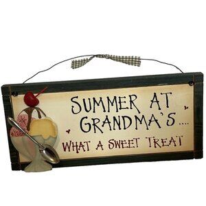 Summer at Grandma's Sweet Treat Ice Cream Sign Wall Decor Kitchen Gift 12 x 5.5